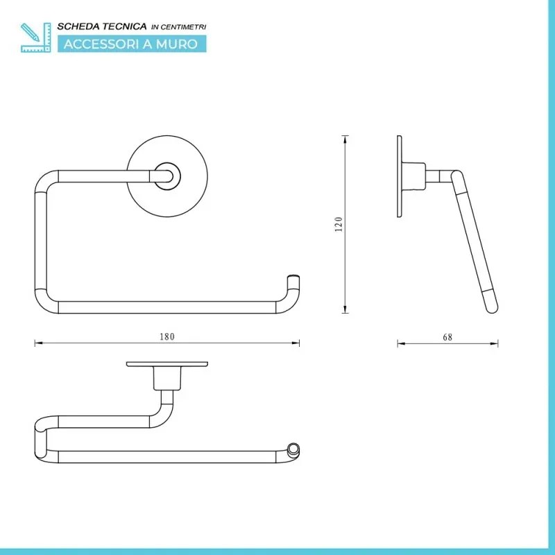Set accessori a muro 5 pezzi in acciaio cromato e viti incluse Idea