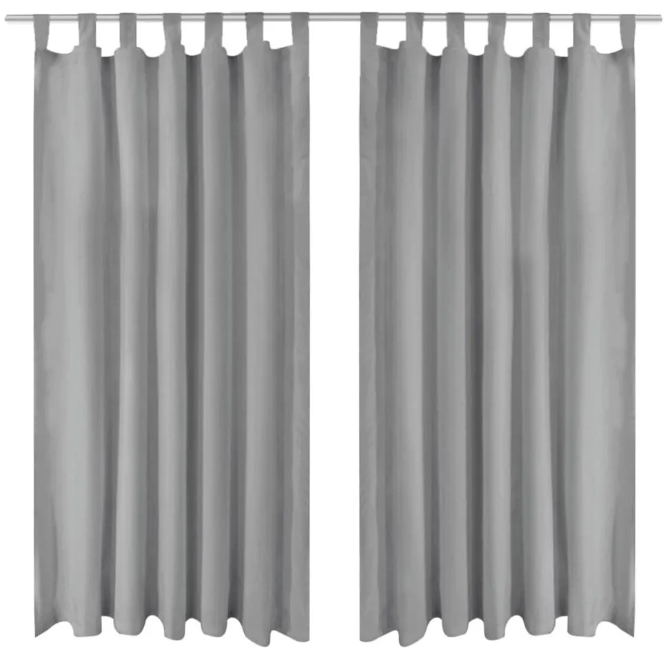 2 Pz Tende İn Micro Raso Con Passanti 140x225 Cm Grigie /
