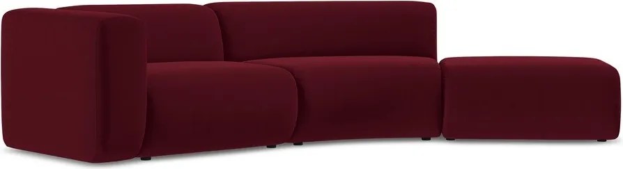 Chaise longue burgundy (con penisola a destra) con rivestimento in velluto Ekahi – Makamii