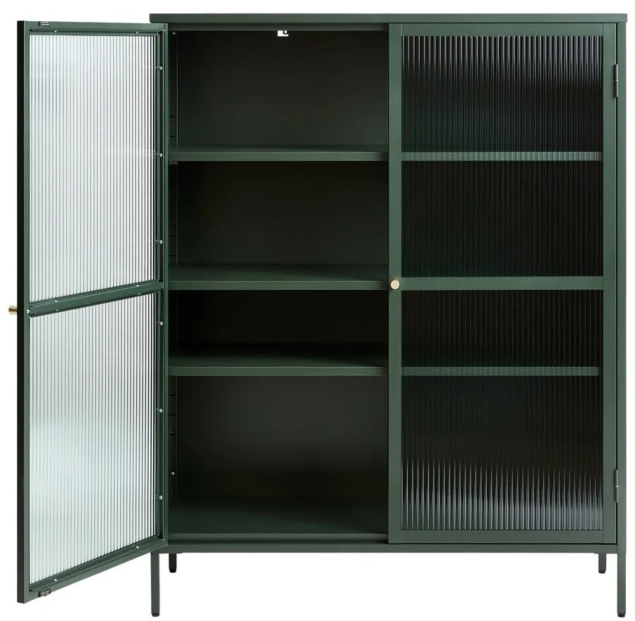 Vetrina in metallo verde Bronco, altezza 140 cm - Unique Furniture