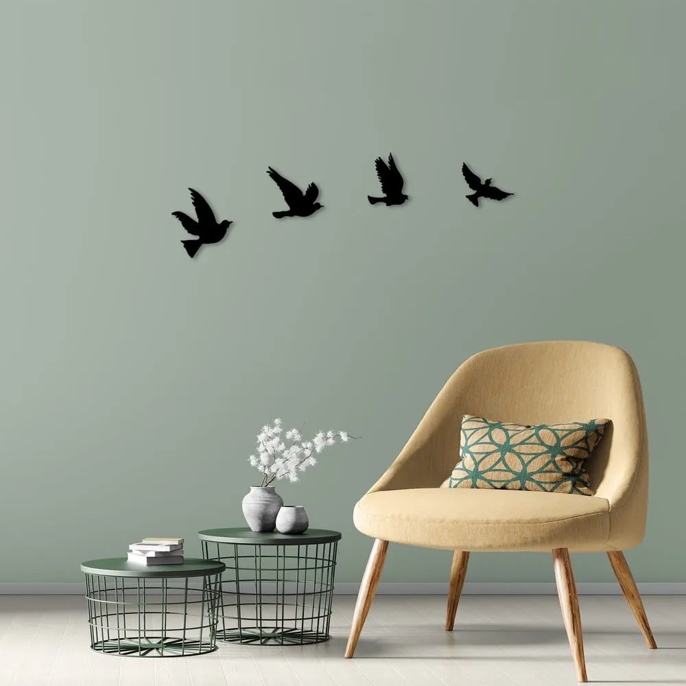 Decorazione murale in metallo in set di 4 pezzi 18x20 cm Birds - Wallity