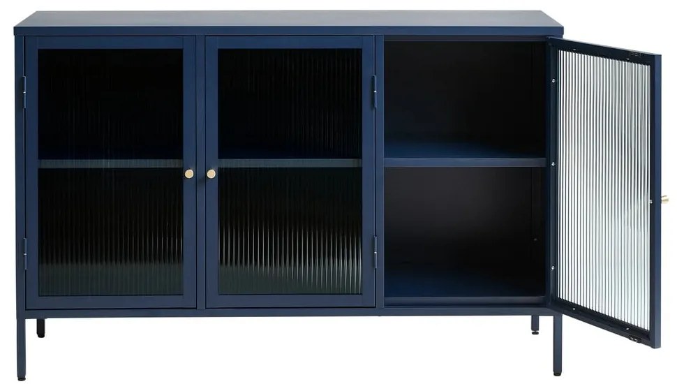 Vetrina in metallo blu Bronco, altezza 85 cm - Unique Furniture