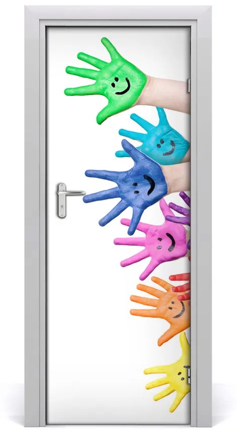 Adesivo per porta Mani dipinte 85x205 cm
