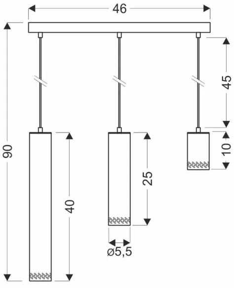 Lampadario su filo TUBO 3xGU10/25W/230V legno
