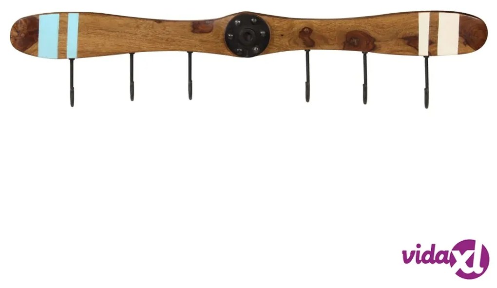 vidaXL Appendiabiti da Parete 6 Ganci Massello di Sheesham 108x6x19 cm