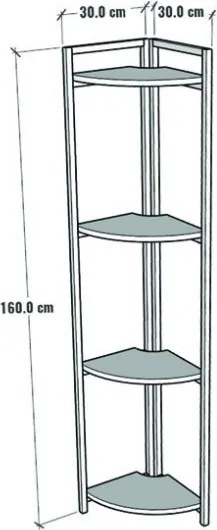 Libreria Angolare 4 Ripiani 30x30x160 Stile Industrial Uma Rovere