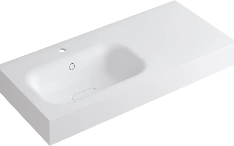 Lavabo a incasso rettangolare vasca a sinistra L 100.5 x H 15 x P 46 cm in resina bianco opaco