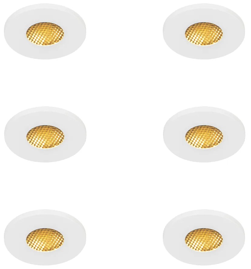 Set di 6 faretti da incasso moderni da bagno bianchi IP54 - Shed Honey