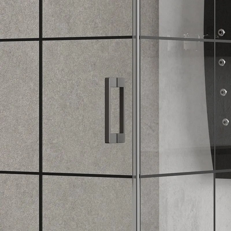 Box doccia 90x80 con telaio nero e porta apertura totale 80cm NICO-3500 - KAMALU
