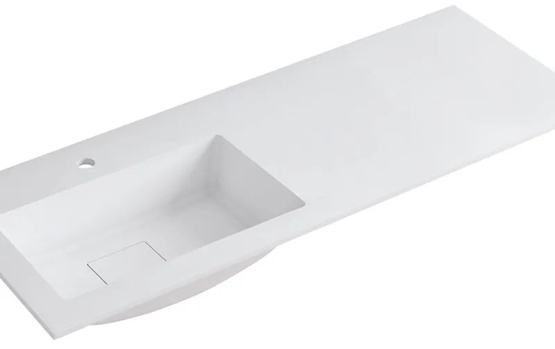 Lavabo integrale a sinistra rettangolare L 120.5 x H 15 x P 46 cm in resina bianco