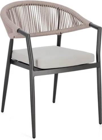 Sedia Da Esterno Impilabile Con Braccioli In Alluminio E Corda Millor Antracite E Khaki Bizzotto