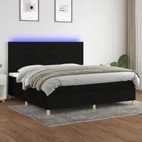 Letto a Molle Materasso e LED Nero 200x200cm in Tessuto 3135543