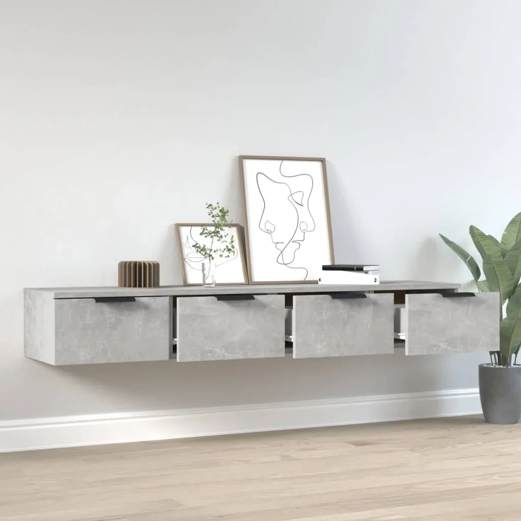 Mobili pensili 2 pz grigio cemento 68x30x20cm legno multistrato