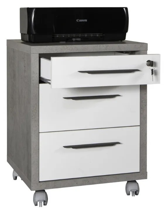 Cassettiera 48.6x63.1 Cemento e Bianco laccato - Bild