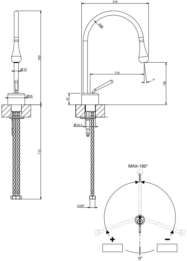 Miscelatore lavabo bocca corta canna fissa senza scarico cromo goccia 33802 Gessi