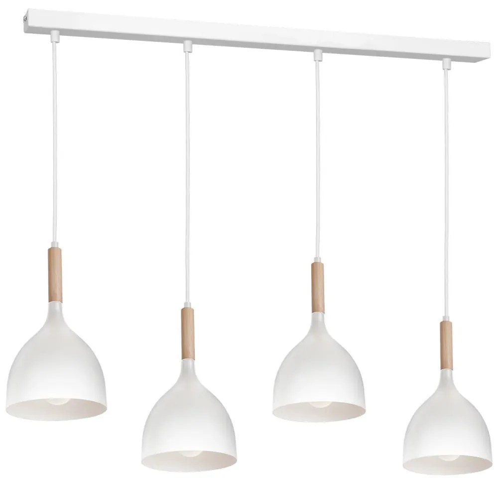 Lampadario su filo NOAK WOOD 4xE27/60W/230V bianco/legno