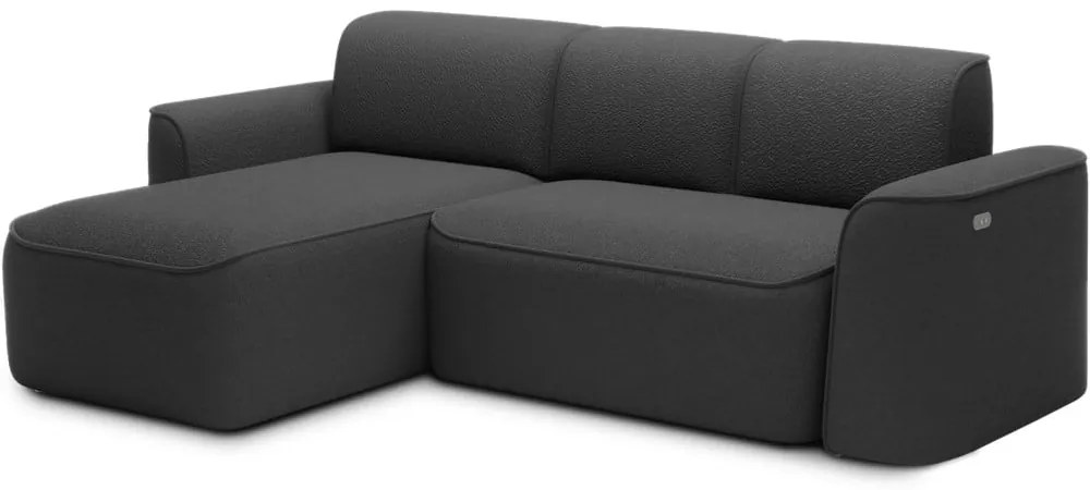 Divano angolare color antracite (con penisola a sinistra/con chaise lounge) e rivestimento in bouclé Ume – ELTAP