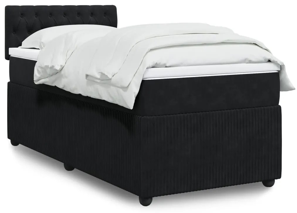 Giroletto A Molle Con Materasso Nero 80x200 Cm İn Velluto /