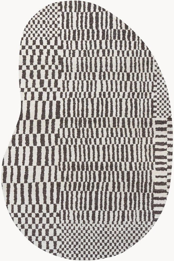 Tappeto jacquard lavabile da interno-esterno dalla forma organica Berber
