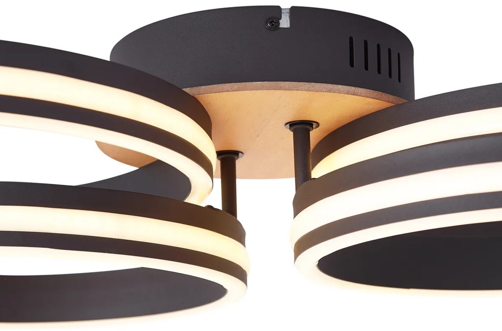 Plafoniera in legno con LED dimmerabile a 3 livelli 4 luci - Navara