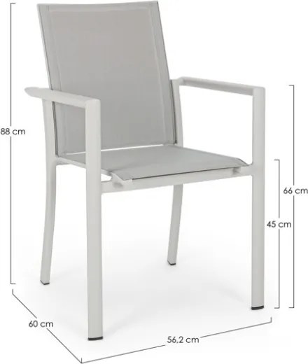Set 4 Sedie Da Esterno In Alluminio E Textilene Con Braccioli Konnor Rastin Bizzotto
