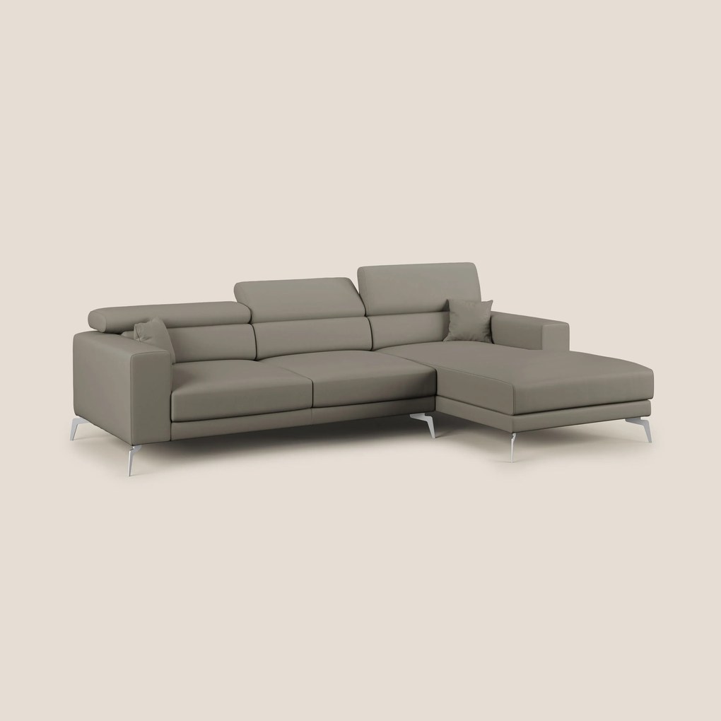 Blade Divano moderno angolare con poggiatesta reclinabili in Ecopelle T04 talpa