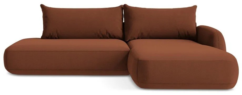 Divano angolare color terracotta allungabile (con penisola a destra/con chaise lounge) Hale – Makamii