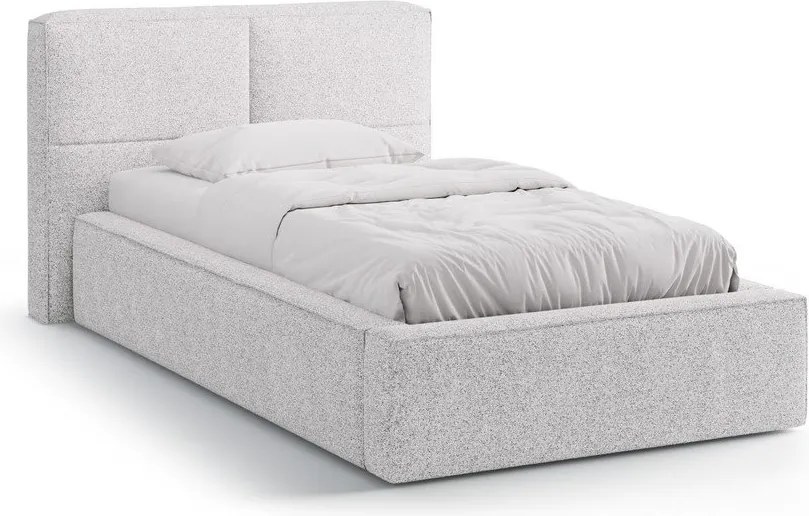 Letto singolo imbottito grigio chiaro con contenitore con rete inclusa 90x200 cm Darren – Micadoni