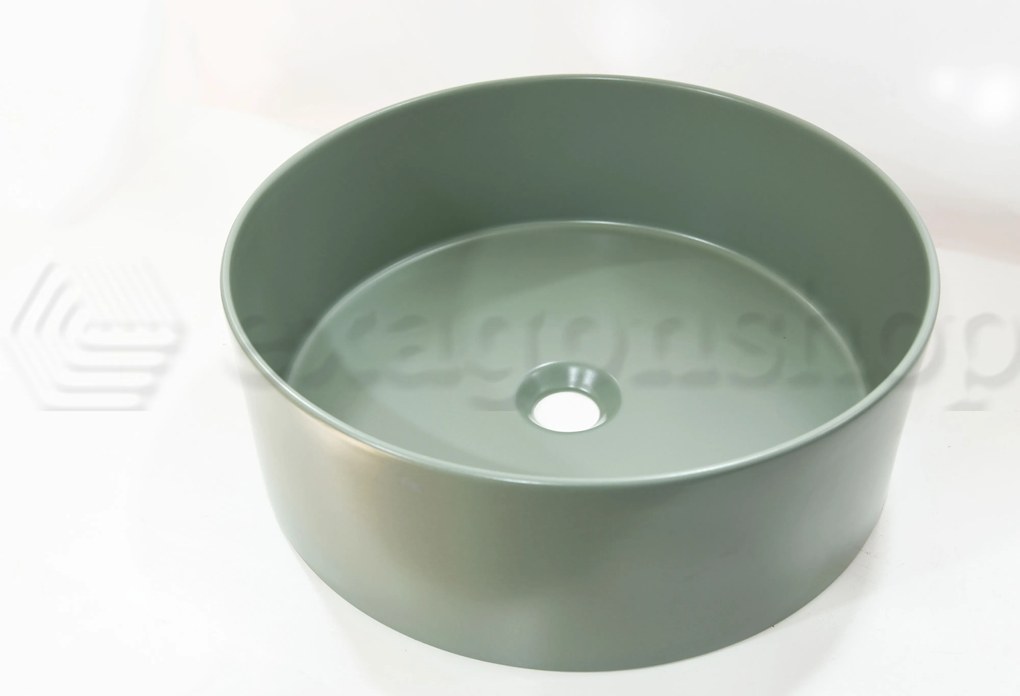 Nic Ovvio 001449 Lavabo Tondo Da Appoggio Colorato 45 Cm Salvia Matt