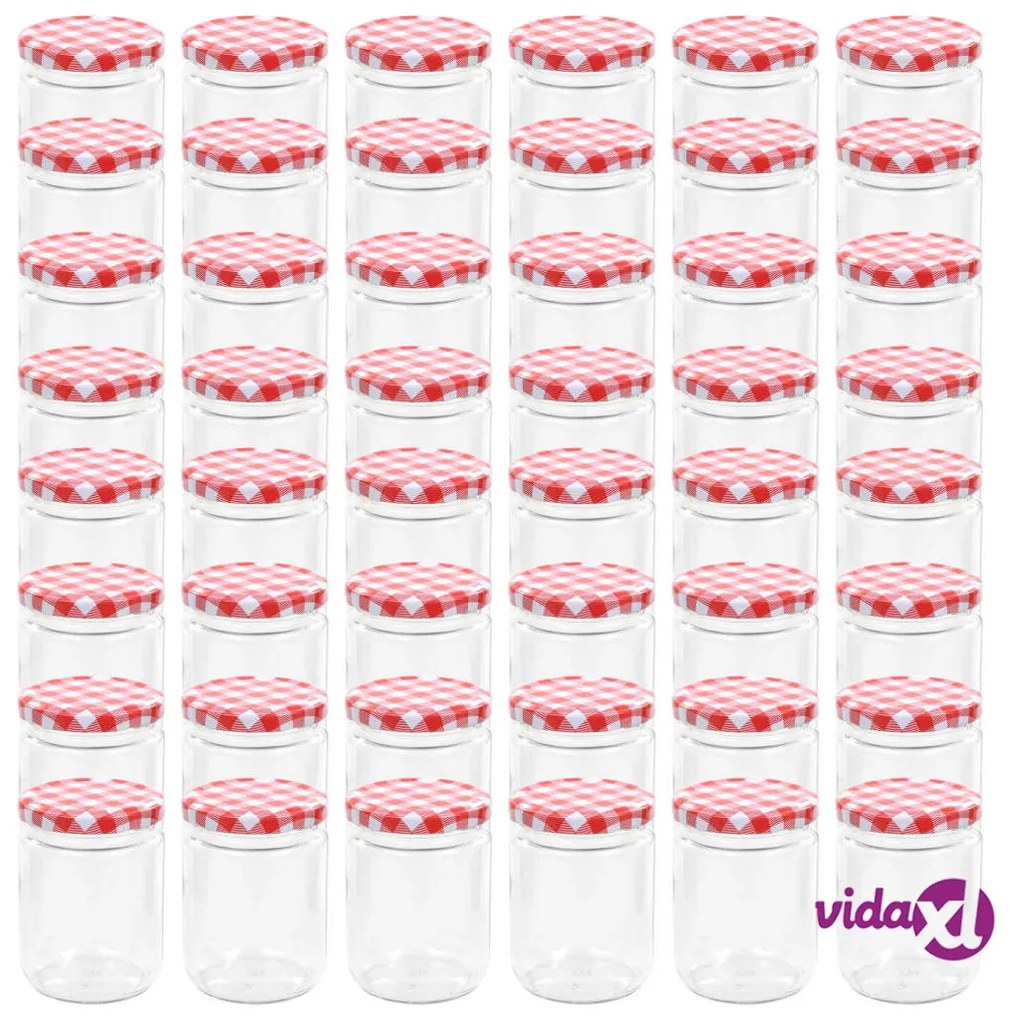 vidaXL Vaso Marmellata in Vetro Coperchio Bianco e Rosso 48 pz 230 ml