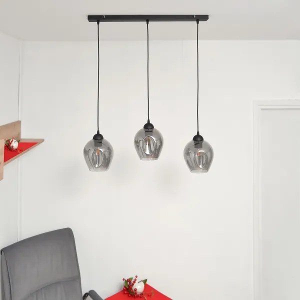 Lampadario a sospensione con filo LILI 3xE27/15W/230V nero/grigio