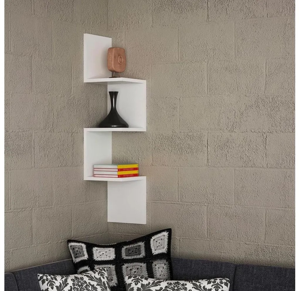 Mensola angolare da parete CORNER 105,4x25 cm bianca