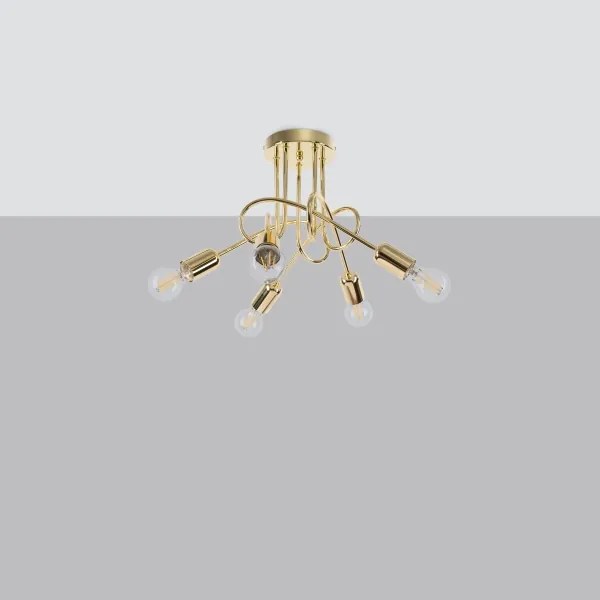 Sollux SL.1438 - Lampadario a plafone LOOP 5xE27/15W/230V oro