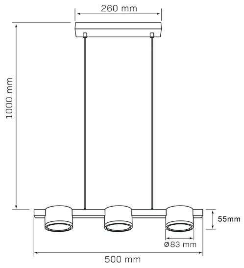 Lampadario LED a sospensione con filo MIRELLA 3xGX53/6W/230V oro/nero