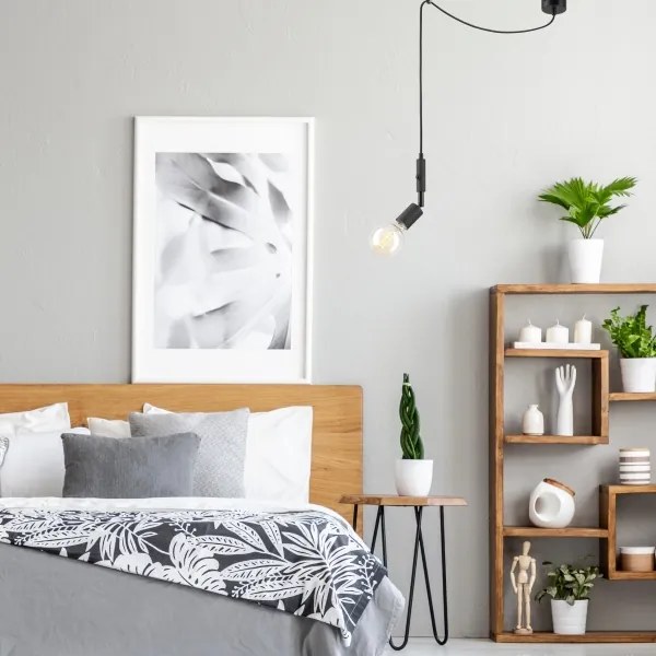 Lampadario a sospensione con filo INA 1xE27/42W/230V nero