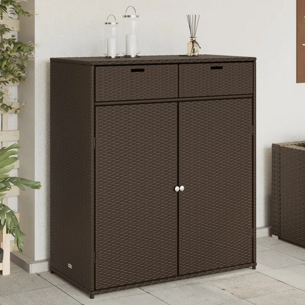 Armadietto Portaoggetti Giardino Marrone 105x55x113 Polyrattan /