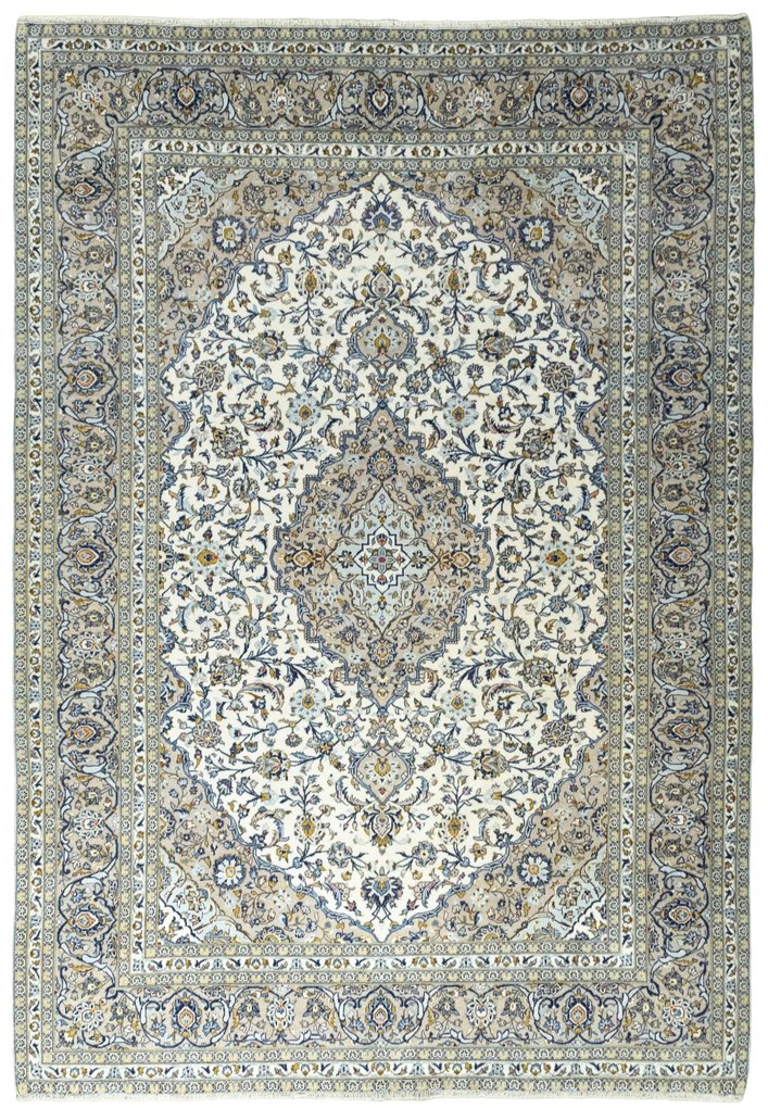 Kashan Tappeto 350 x 240 Beige (Iran) Annodato A Mano