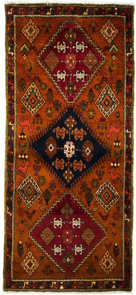 Shiraz Tappeto persiano 70 x 160 Giallo (Iran) Annodato A Mano