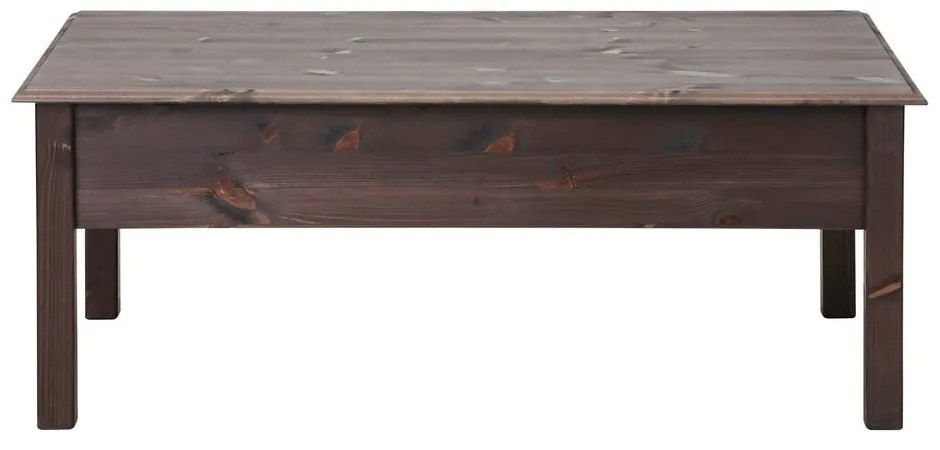 Tavolino in pino massiccio marrone scuro con 2 cassetti Linda - Støraa