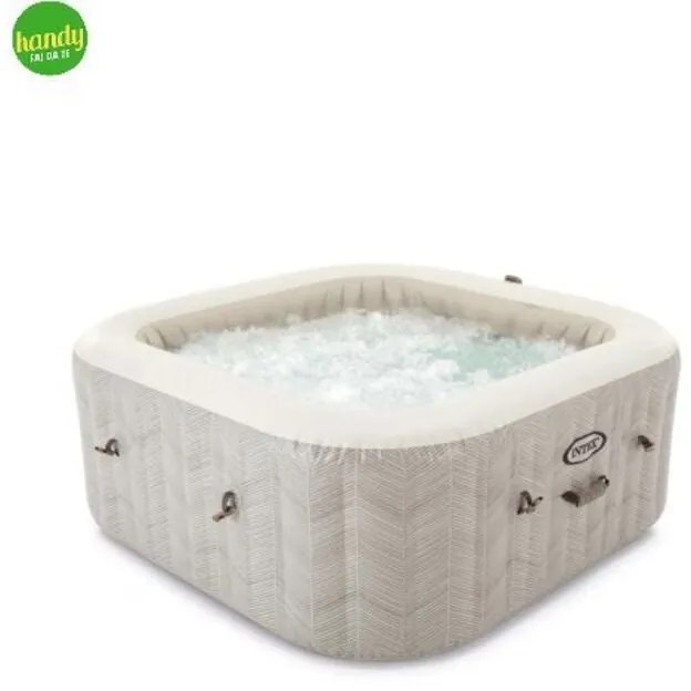 piscina idromassaggio gonfiabile intex "chevron deluxe" marrone effetto rigato 4 posti 175x175x71 cm - cod. 28446np