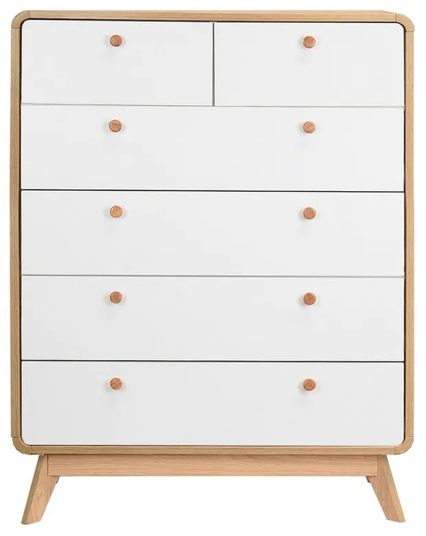 Cassettiera alta bianca con effetto rovere 81x104 cm Caitlin - Støraa