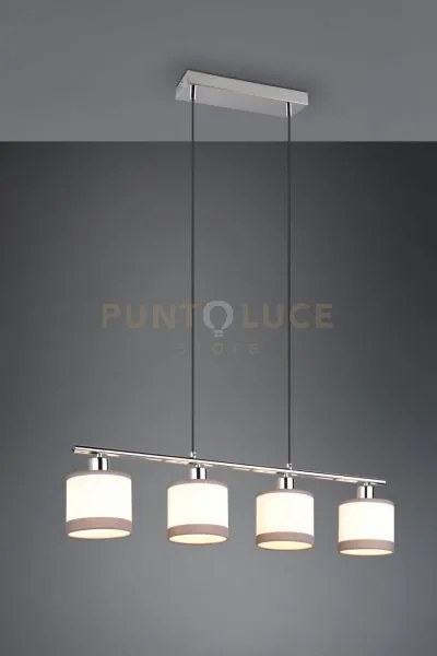 Davos sospensione metallo cromato 4 paralumi bianco e grigio l. 75c...