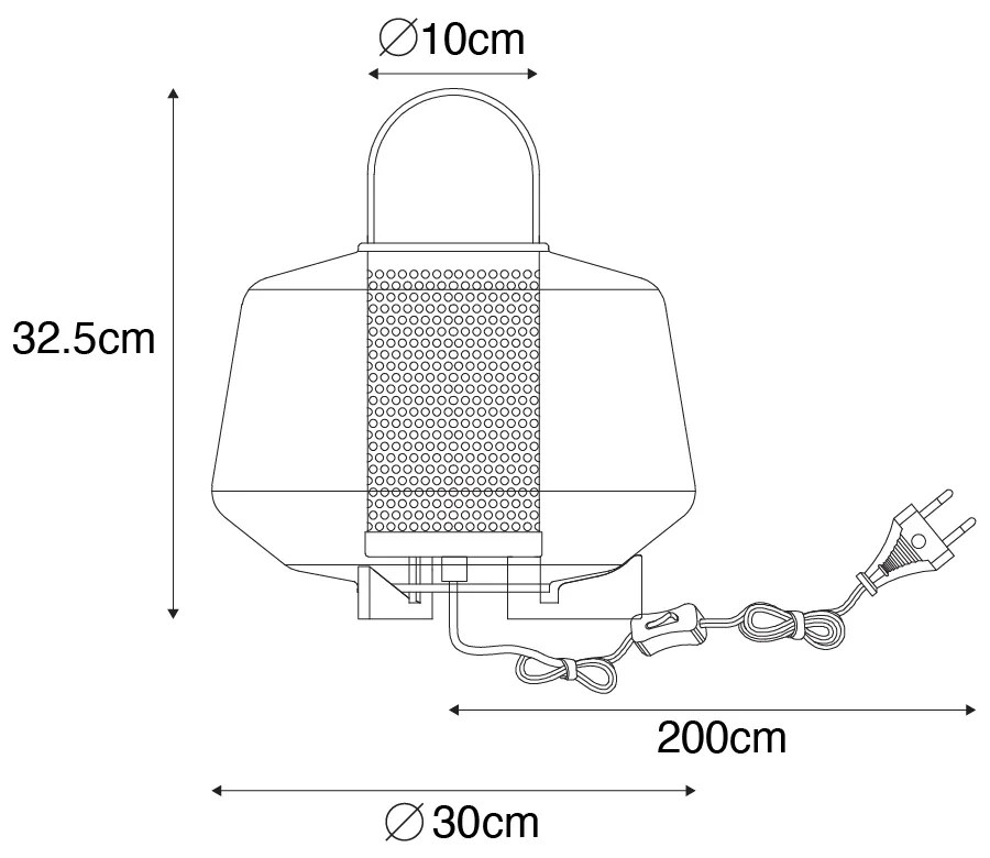 Lampada da tavolo Art Déco nera con vetro fumé 30 cm - Kevin