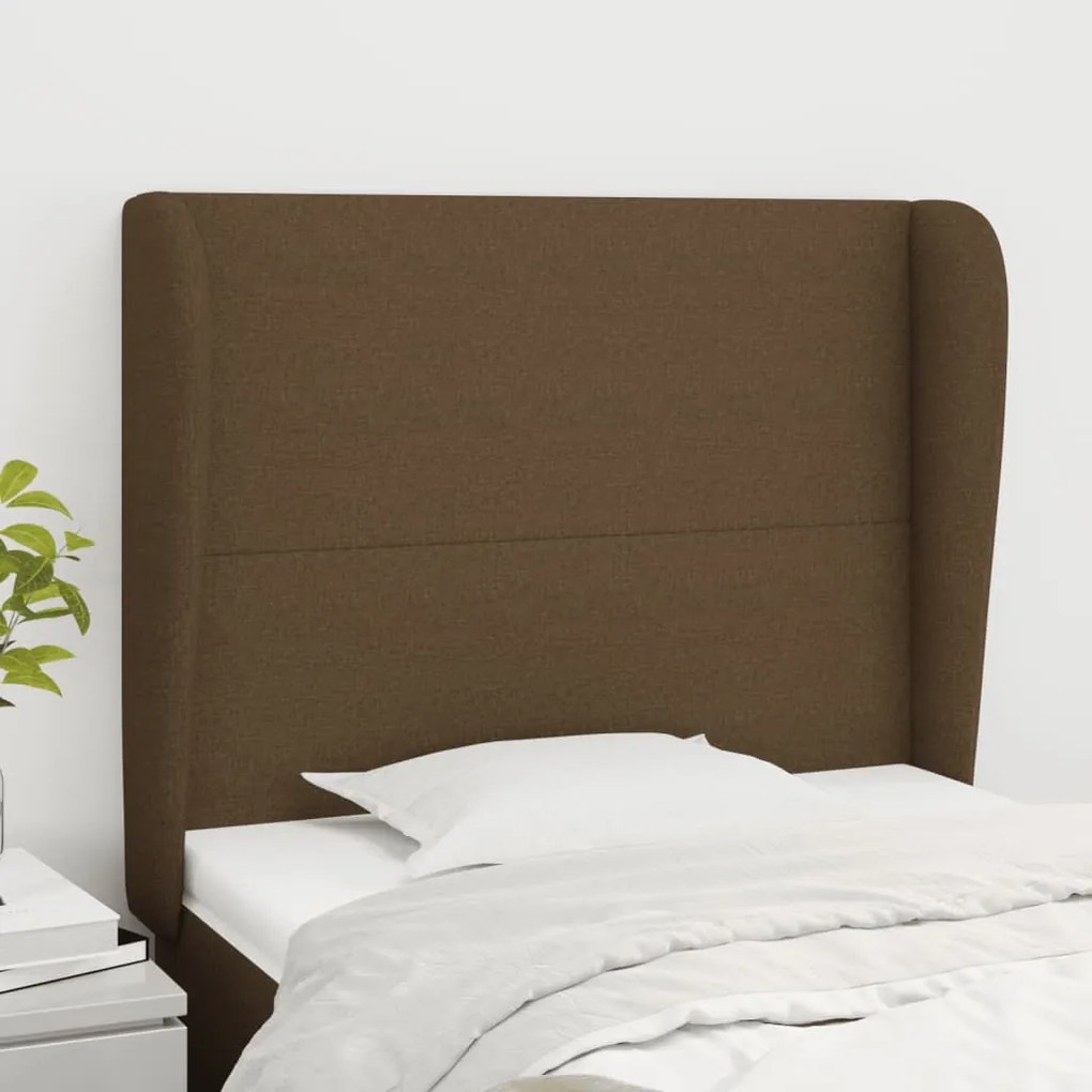 Testiera Ad Orecchio Marrone Scuro 103x23x118/128 Cm İn Tessuto /