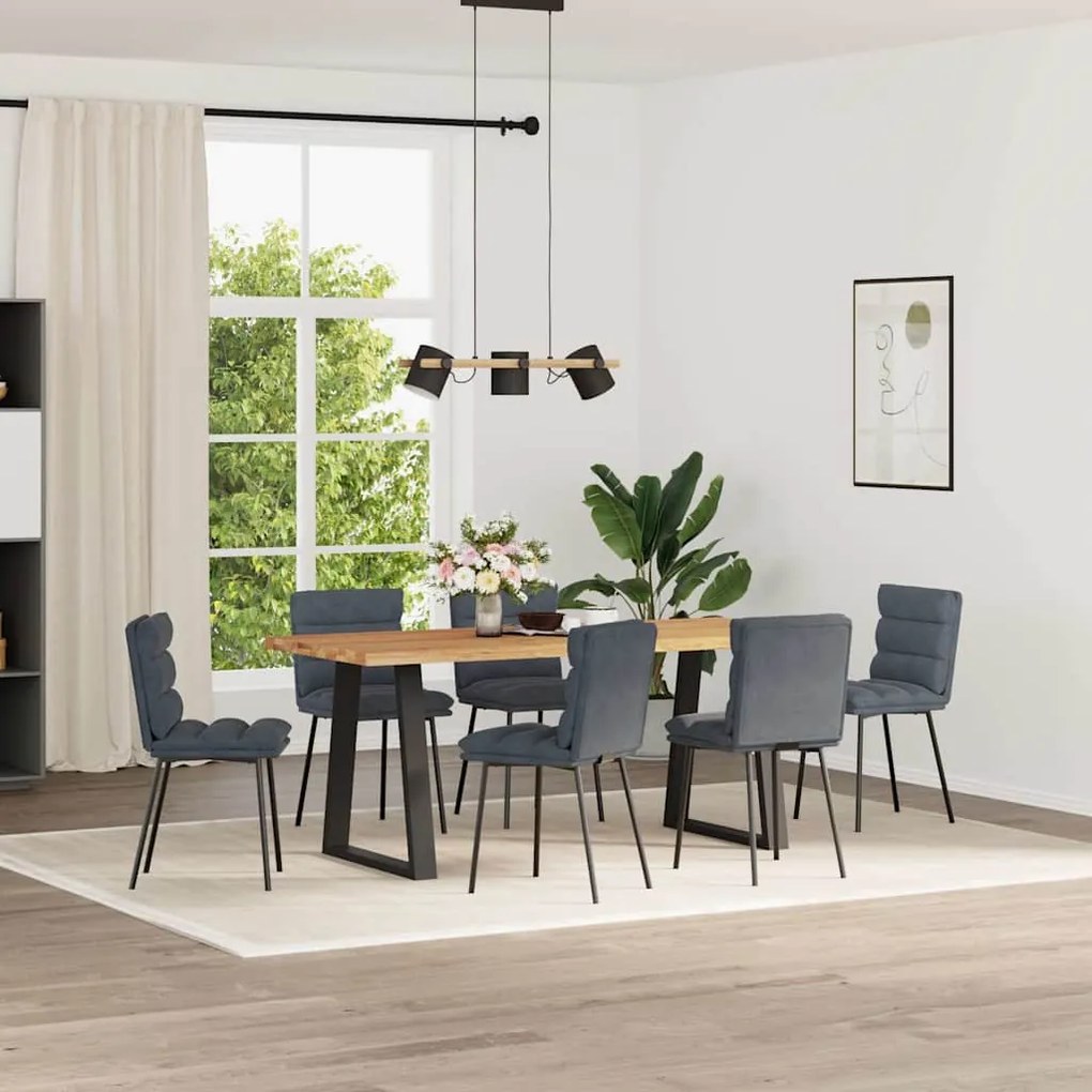Sedie Da Pranzo 6 Pz Grigio Scuro İn Velluto /