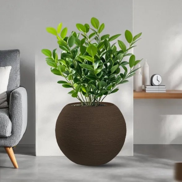 Vaso in resina da esterno interno tondo a sfera d.40x33h Botticelli Marrone