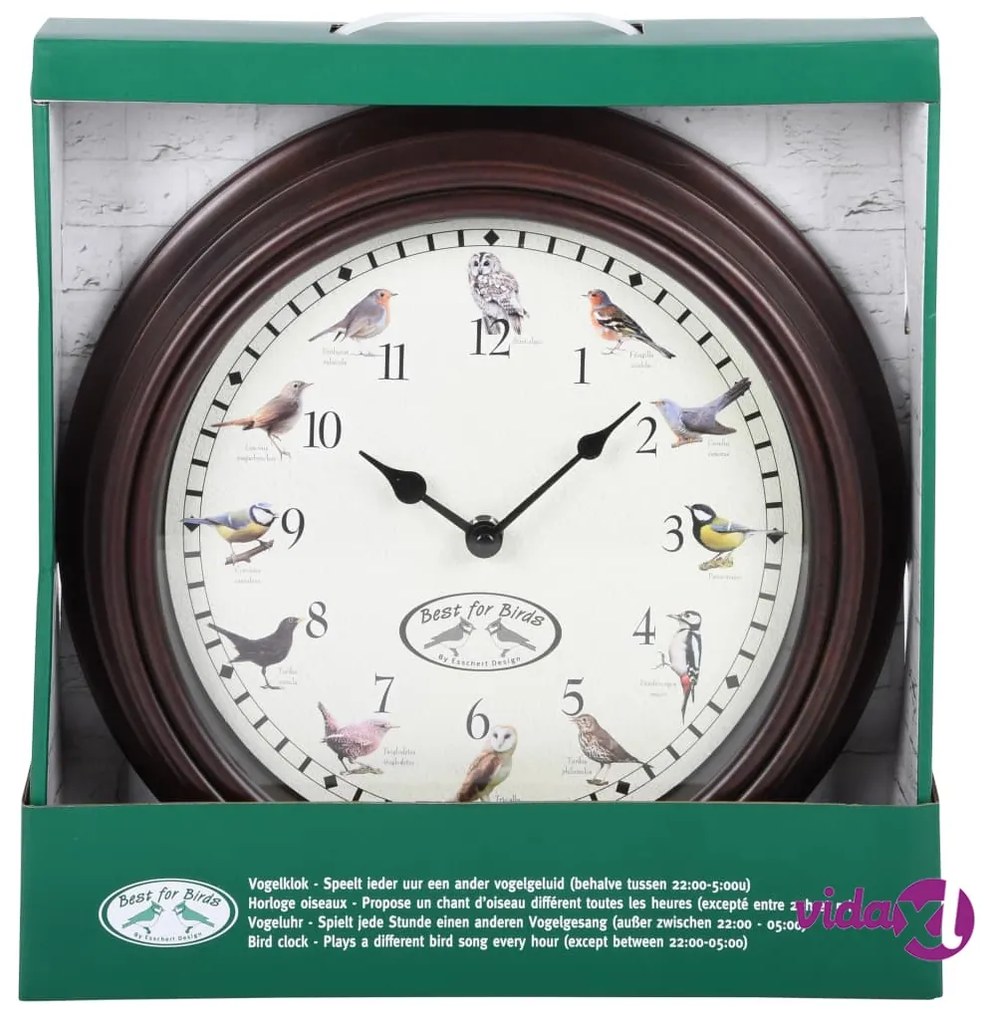 Esschert Design Orologio con Suoni di Uccelli
