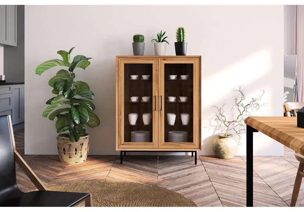 Vetrina in legno di quercia di colore naturale 97x125 cm Abies - The Beds