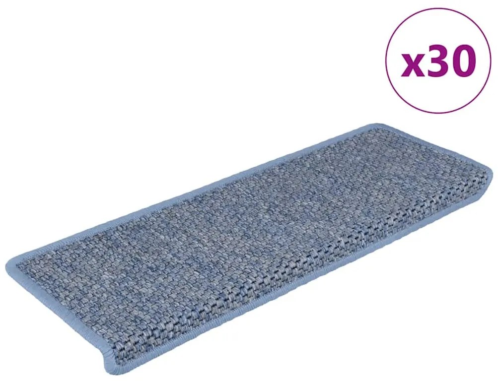 Tappeti Autoadesivi Per Scale Aspetto Sisal 30pz 65x21x4 Cm Blu /