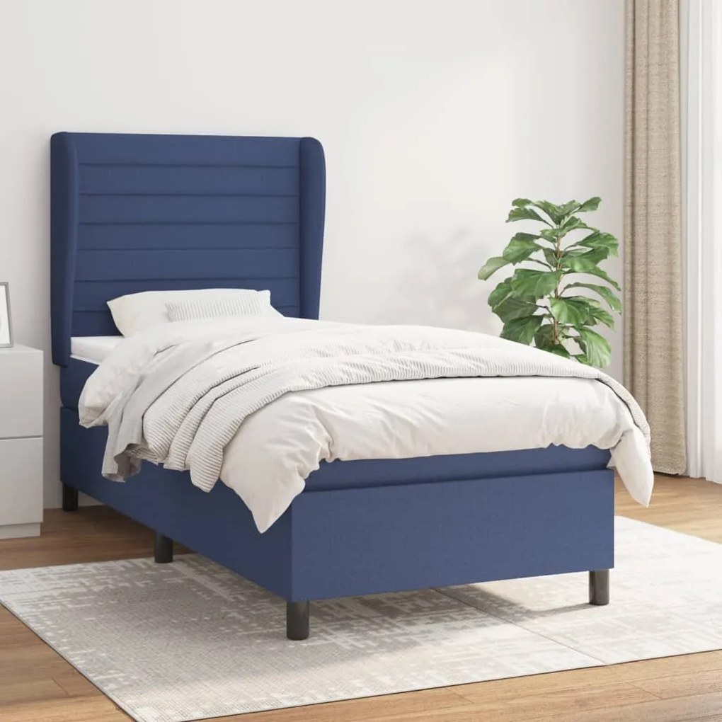 Giroletto A Molle Con Materasso Blu 100x200 Cm İn Tessuto /